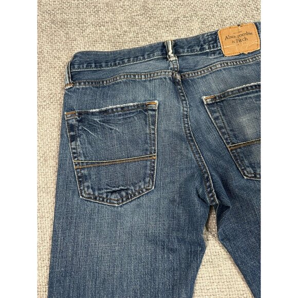 Abercrombie & Fitch Jeans Mens 28x31 Blue Remsen Low Rise Slim Straight Read - Picture 13 of 16